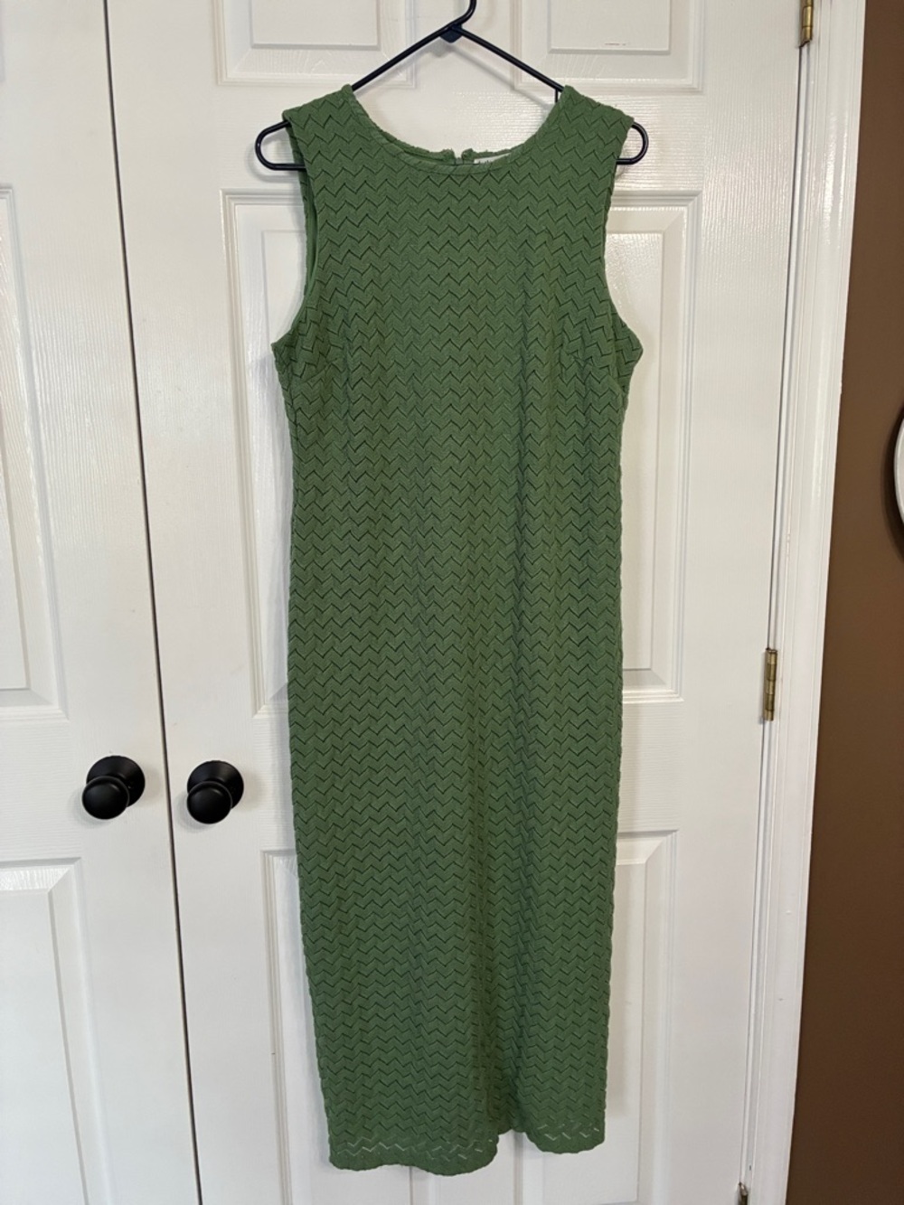 kathy ireland Olive Green Textured Midi Sheath Dress